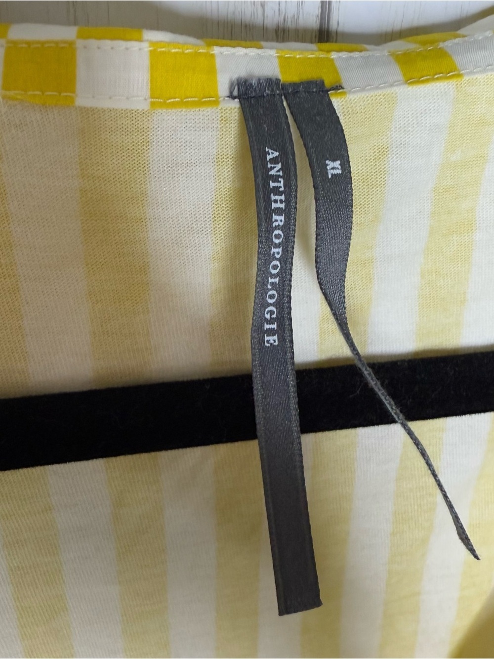 Anthropologie Yellow and White Striped Babydoll Top XL - Picture 4 of 6
